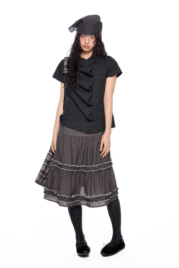 Fitted Ruffle Collar Top