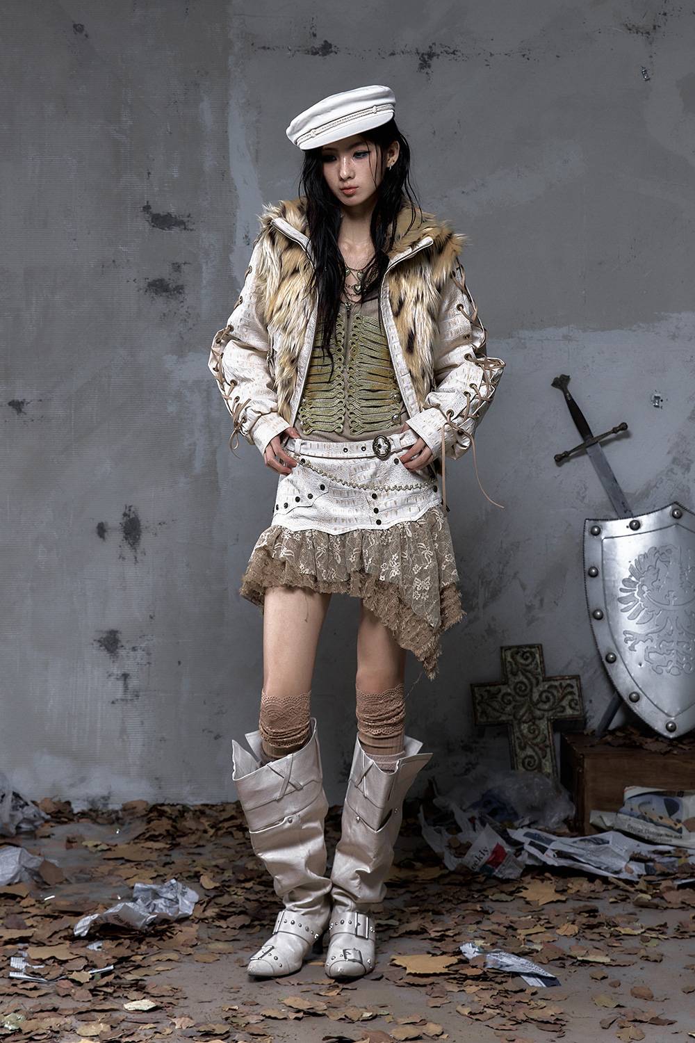 Croc Texture Mini Skirt