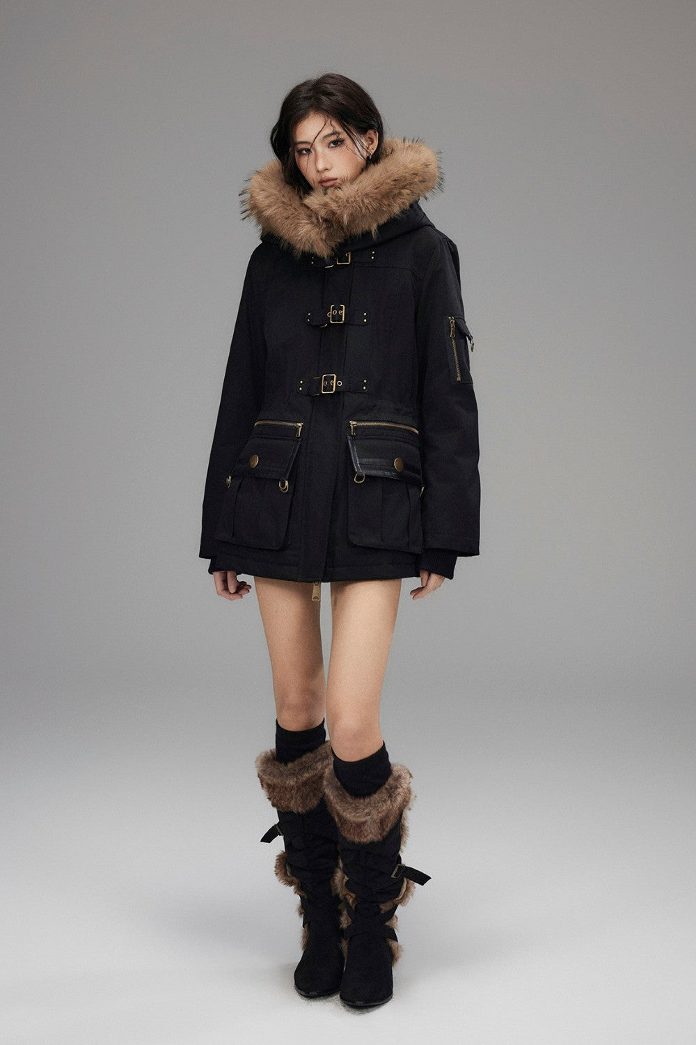 Cargo Fur Trim Parka Jacket