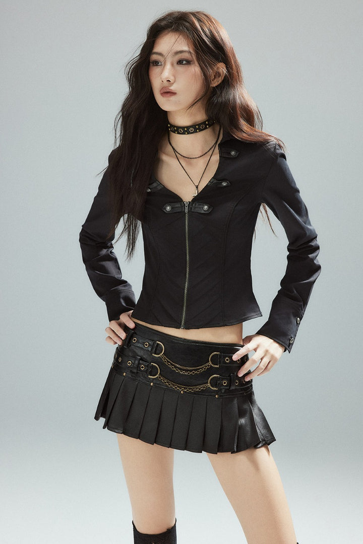 Leather Panel Mini Skirt