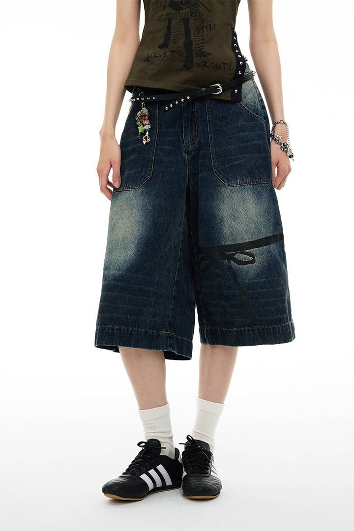 Ribbon Denim Culottes