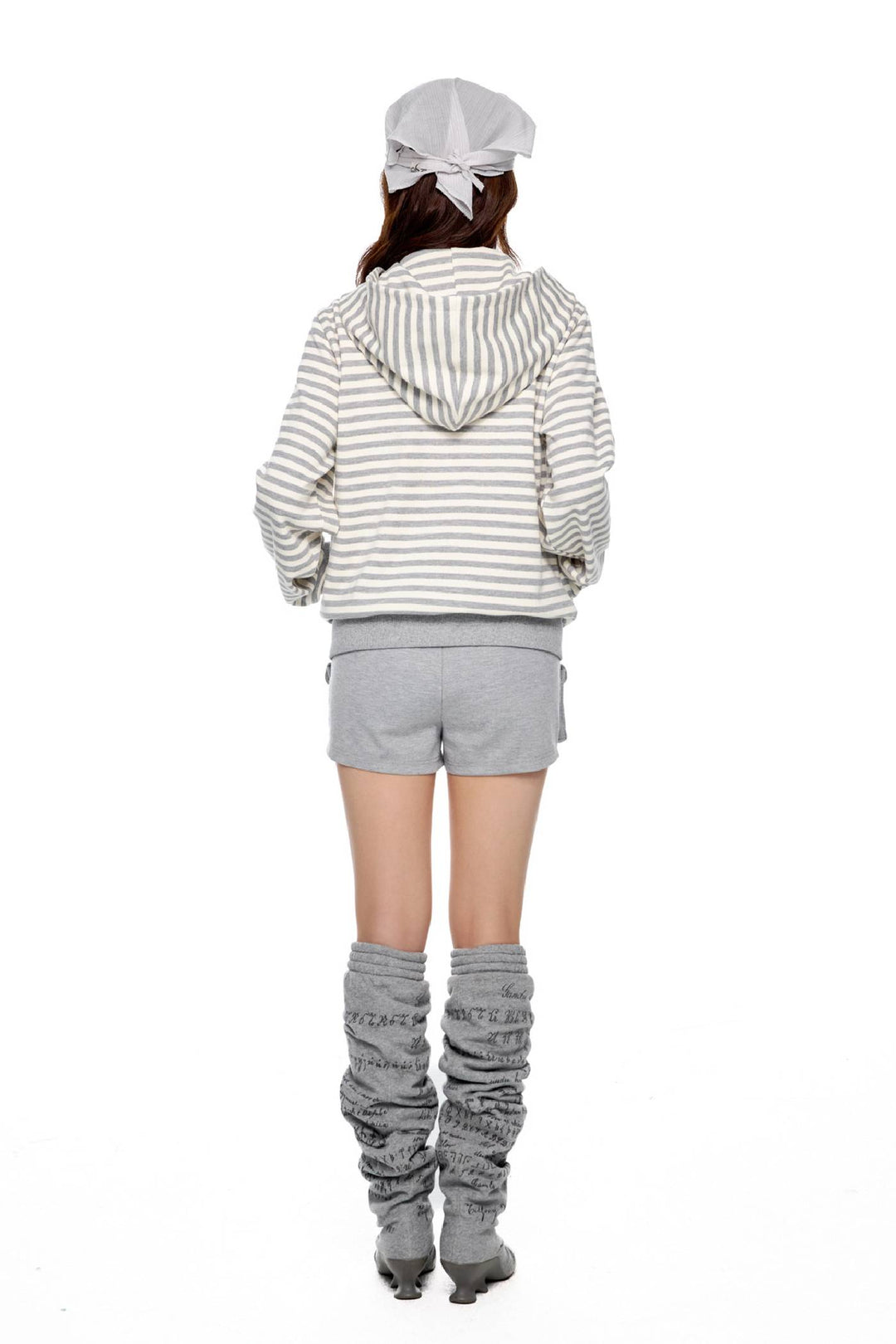 Striped Hooded Button Jacket