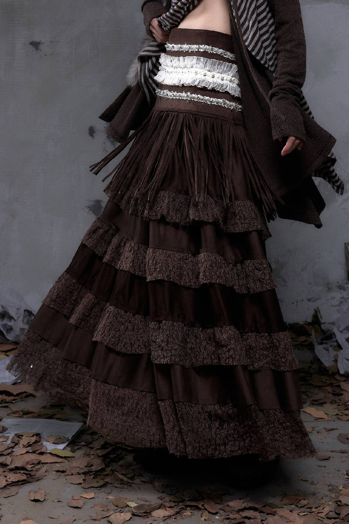 Regal Fringe Maxi Skirt