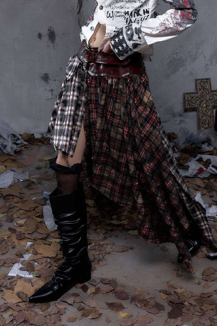 Plaid Wrap Maxi Skirt