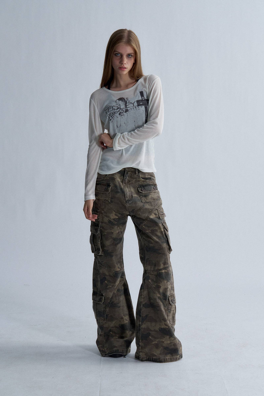 Distressed Camo Cargo Jeans