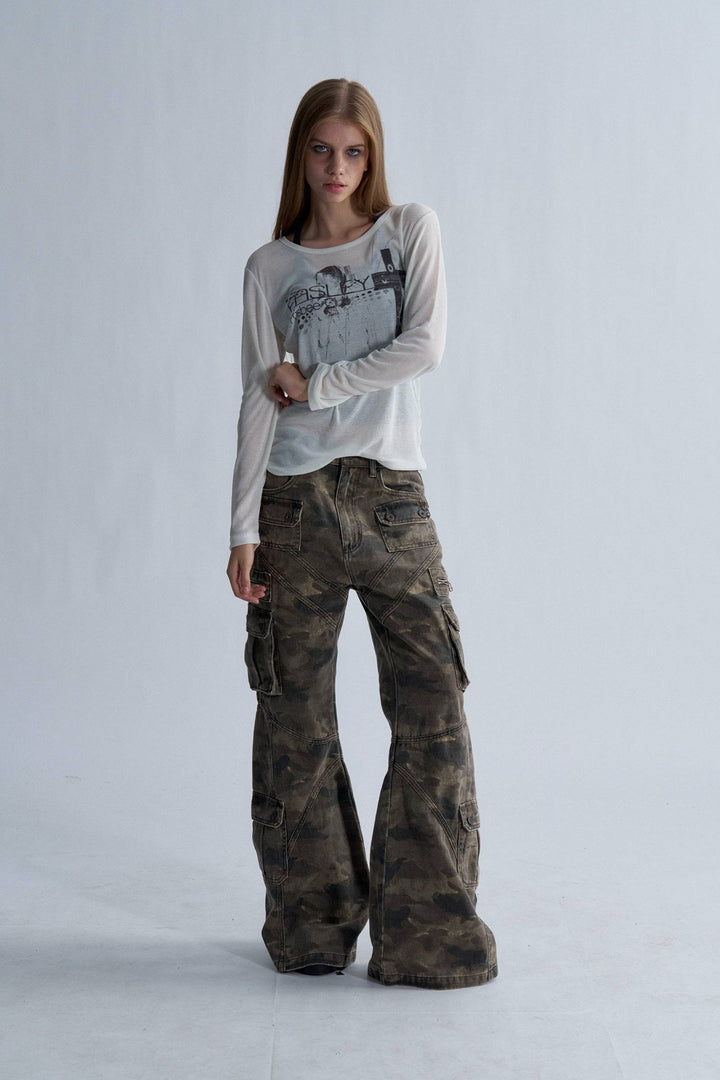 Distressed Camo Cargo Jeans