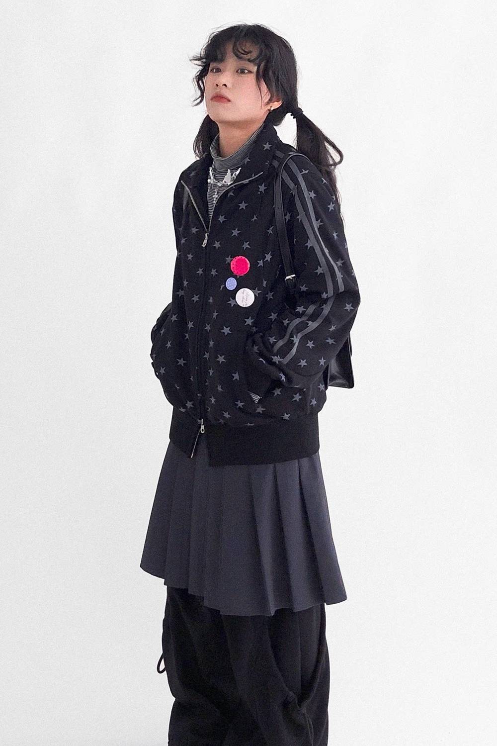 Star Print Cotton Zip