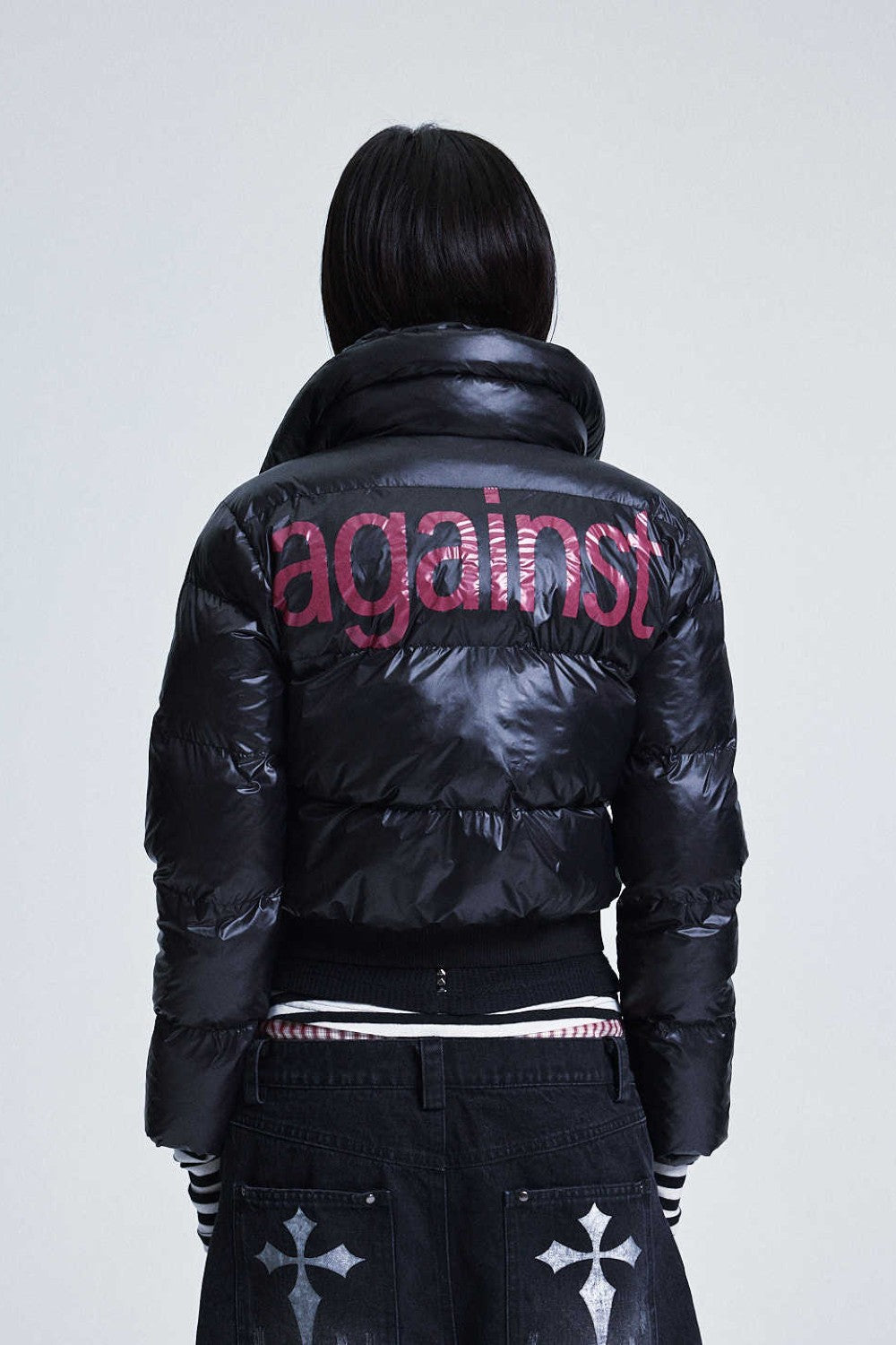"Against" Graphic Puffer Jacket