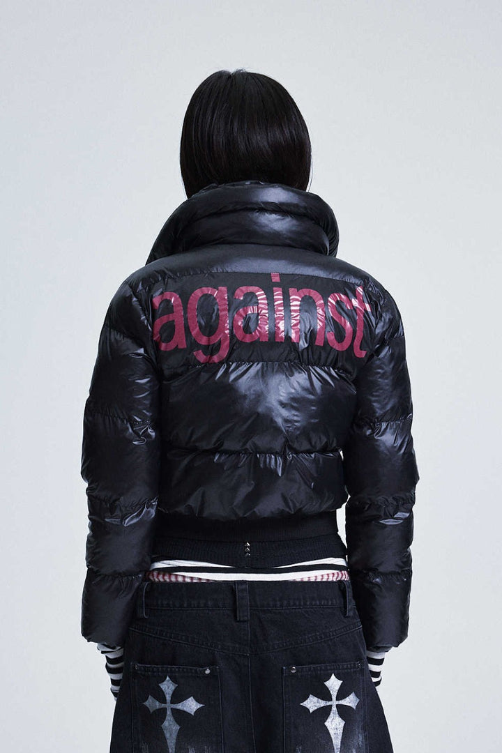 "Against" Graphic Puffer Jacket