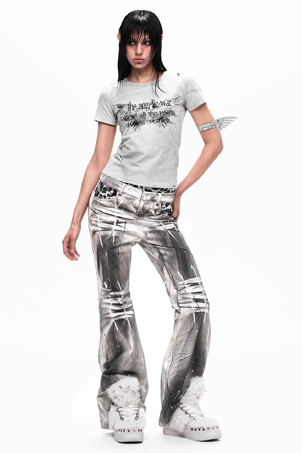 Silver Wash Flare Jeans