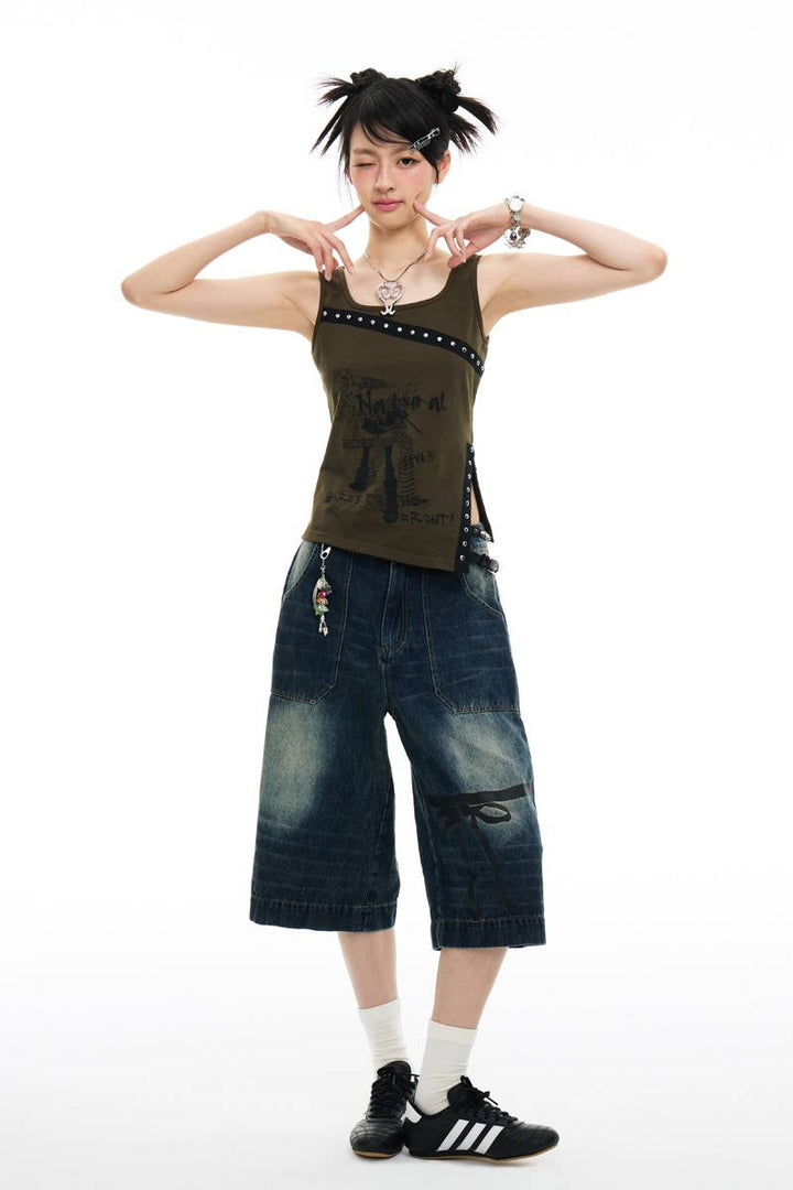 Studded Graphic Tank Top