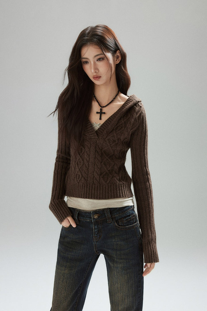 Mocha Knit Hooded Sweater