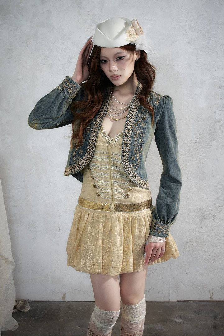 Embroidered Cropped Jacket