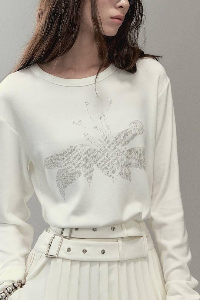 Orchid Print Long Sleeve Top