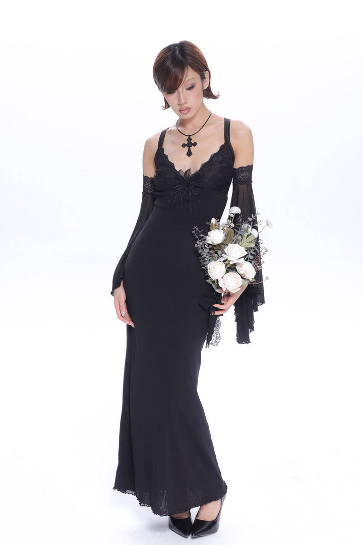 Lace Panel Maxi Dress