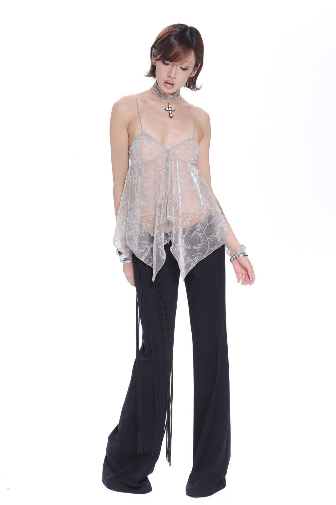 Wide Leg Fringe Trousers