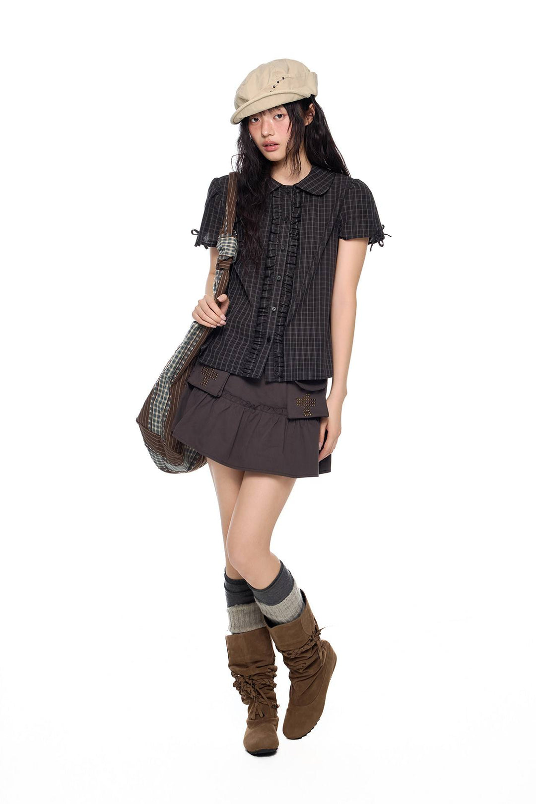 Ruched A-Line Mini Skirt