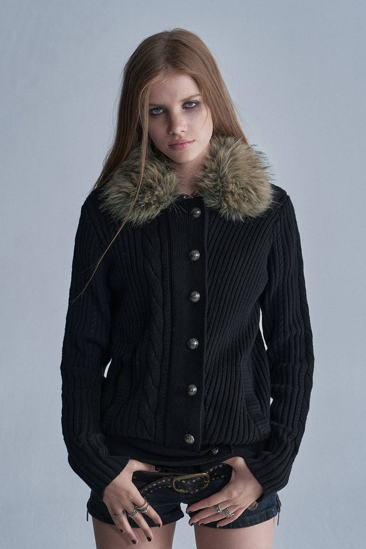Faux Fur Knit Jacket