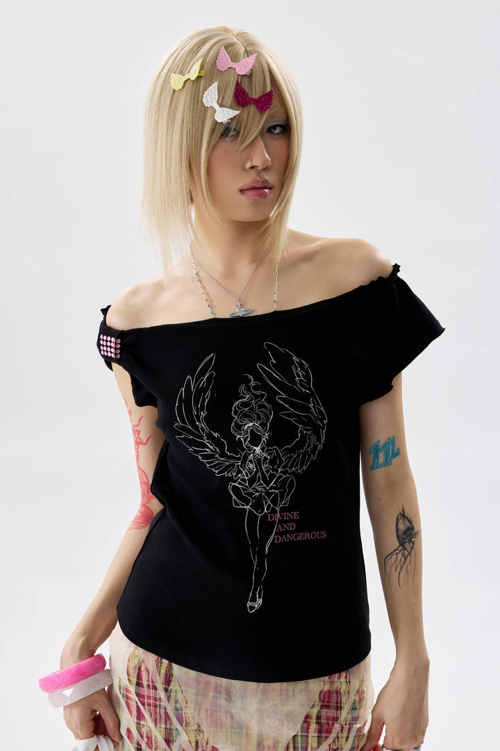 Cutout Pixie Graphic Top