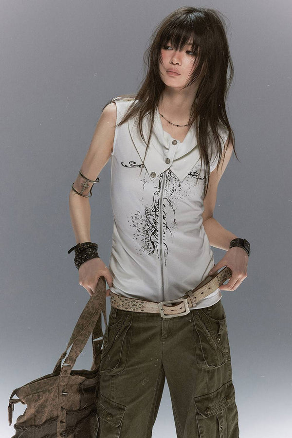 Foldover Collar Zip Tank