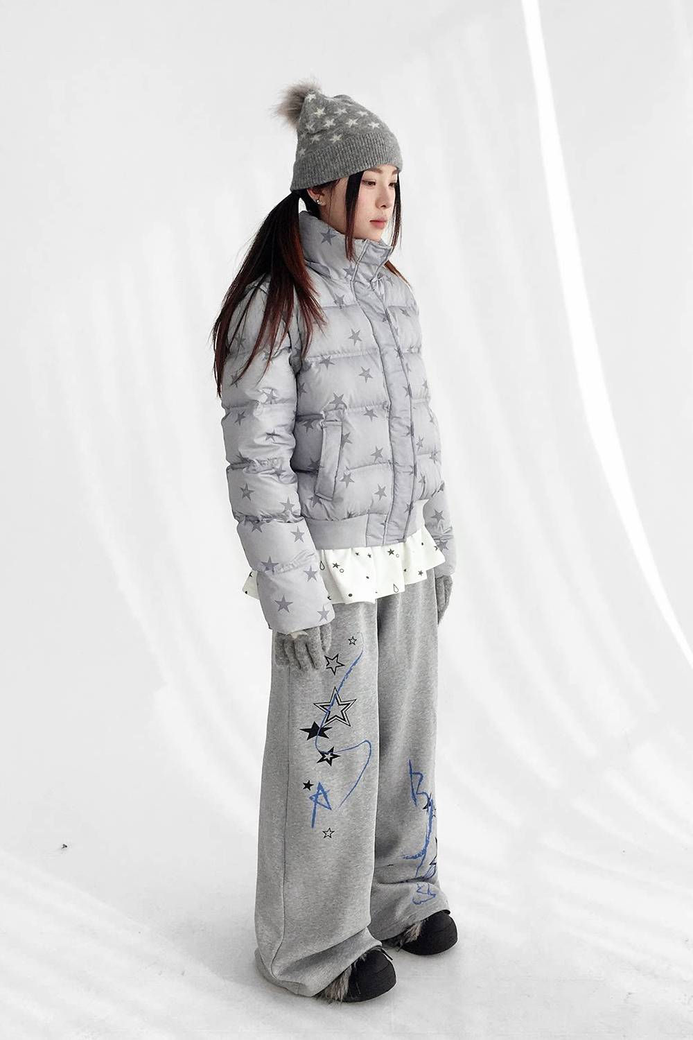 Cropped Star Puffer Jacket