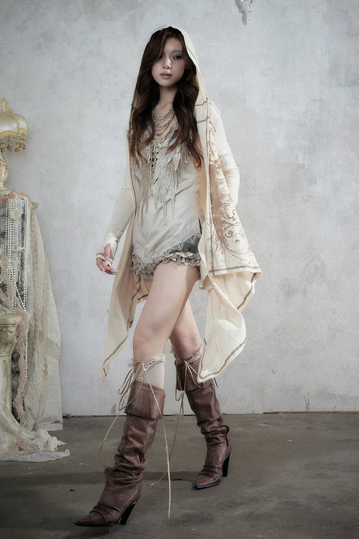 Asymmetric Hooded Long Cardigan
