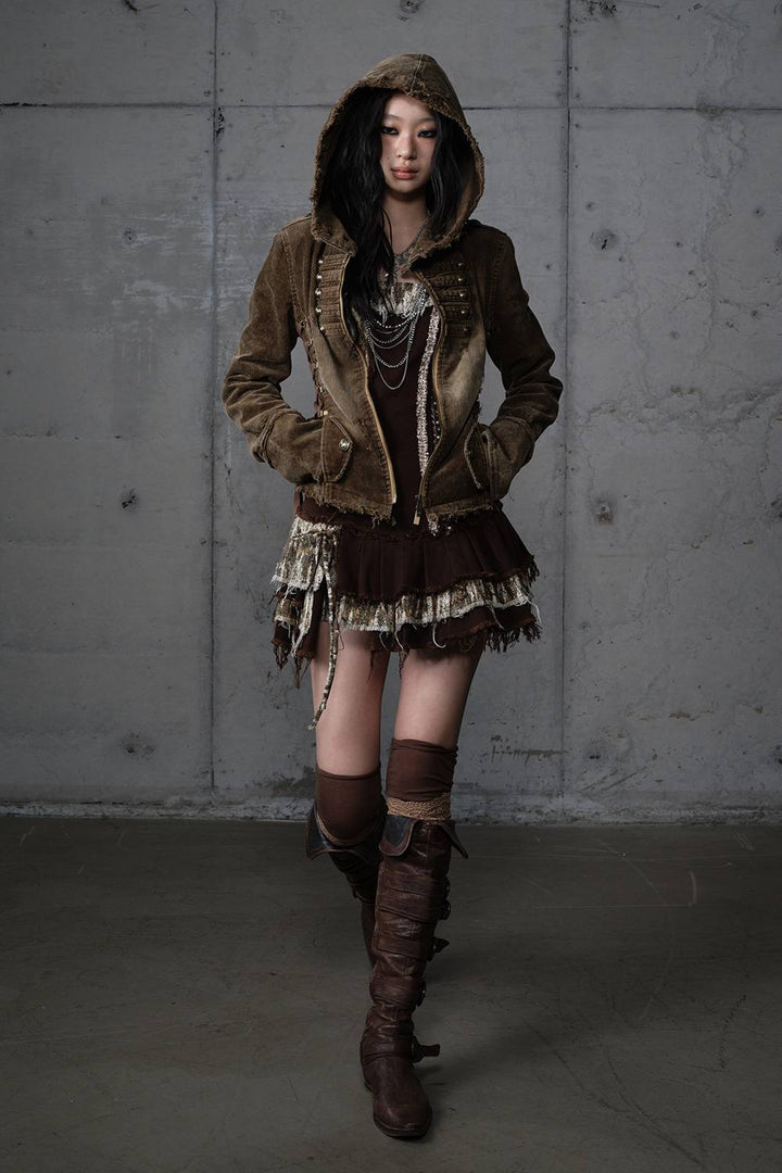 Distressed Military Cord Jacket