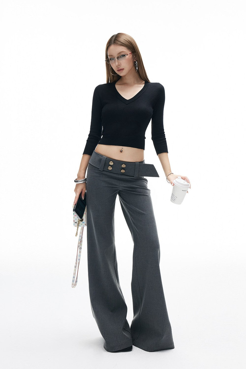 Lena Cropped V-Knit Sweater