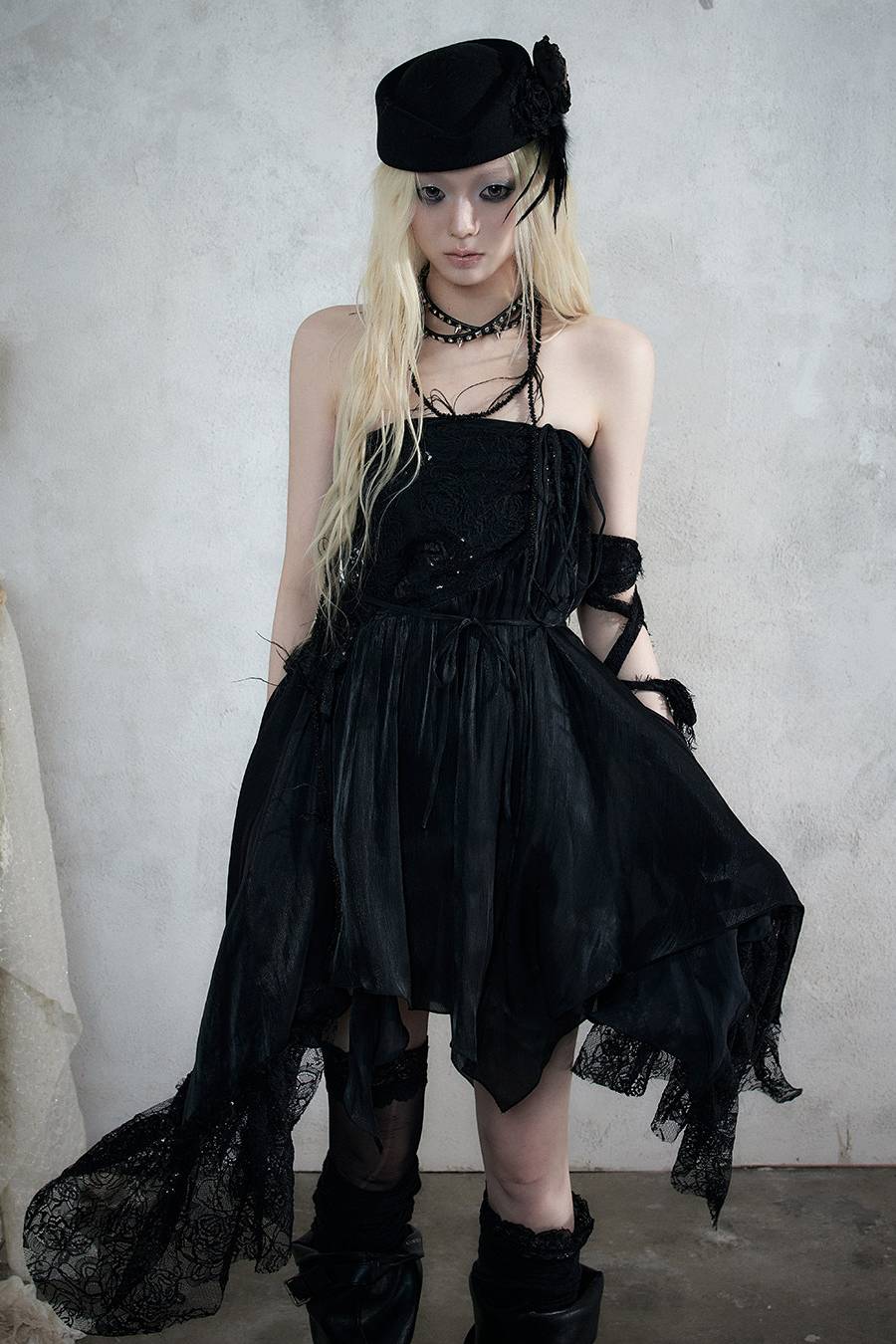 Asymmetric Lace Midi Skirt