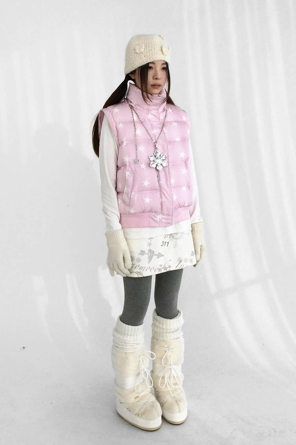 Cropped Star Puffer Jacket