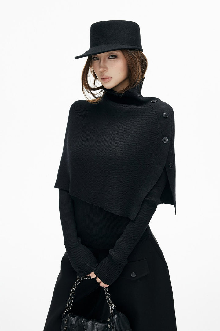 Ribbed Cape Henley Top