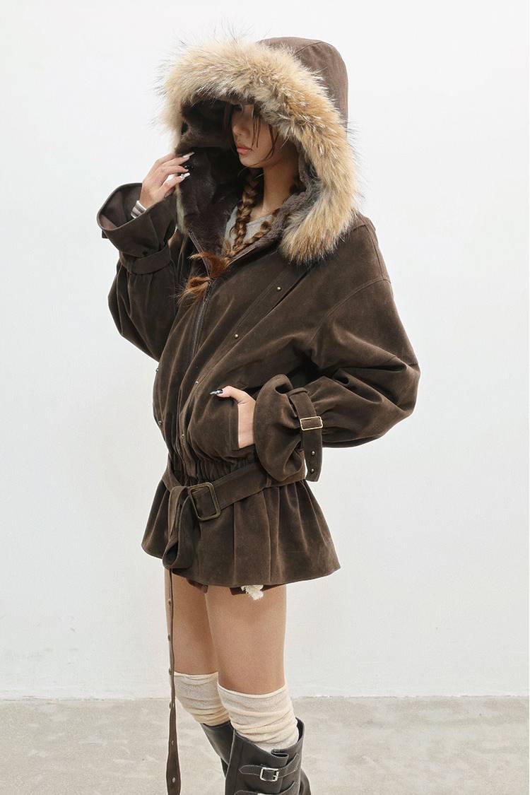 Faux Fur Belted Jacket