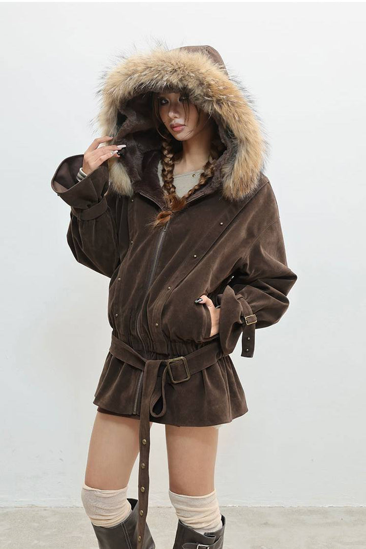 Faux Fur Belted Jacket