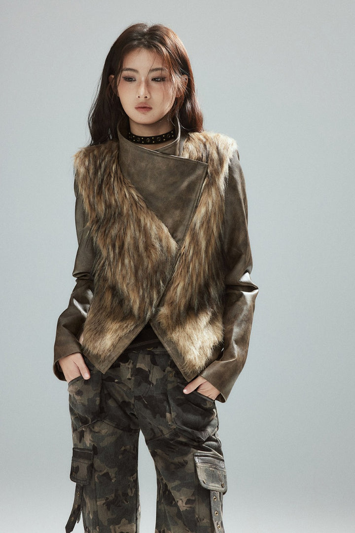 Faux Fur Leather Jacket