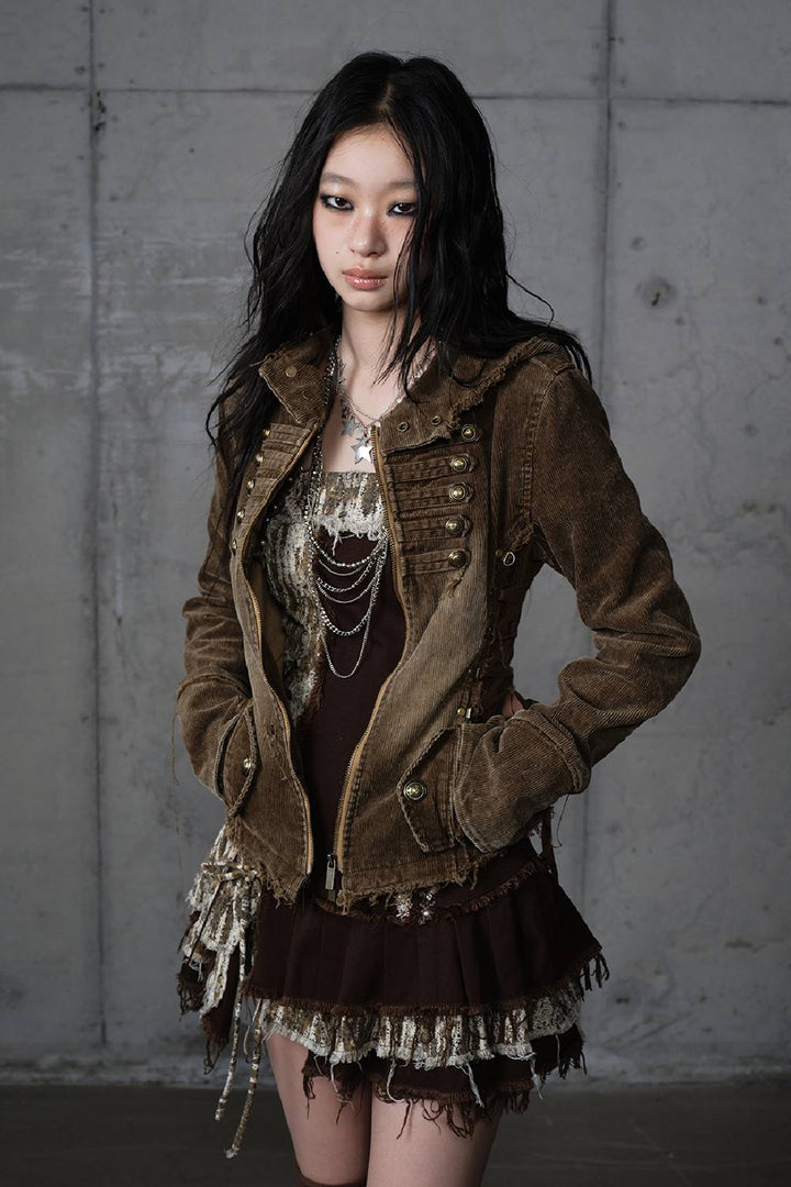 Distressed Military Cord Jacket