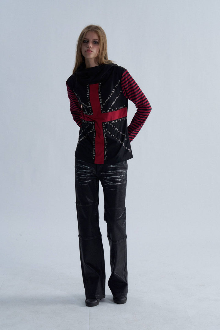 Crimson Cross Eyelet Hoodie