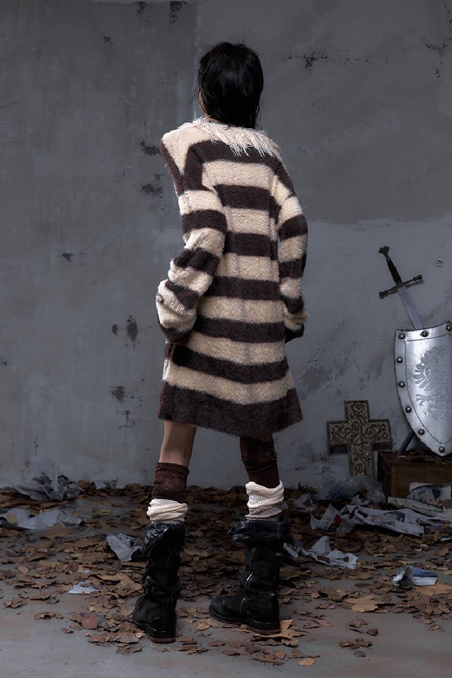 Striped Faux-Fur Knit