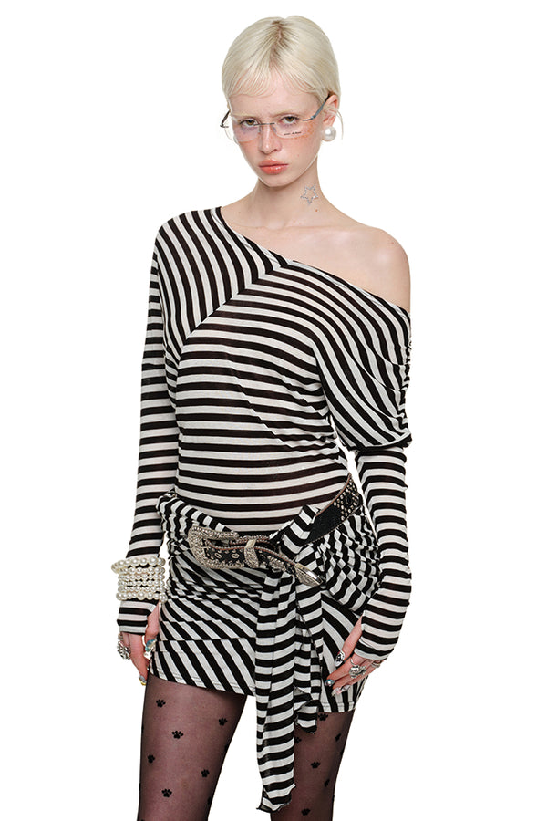 Stripe Muse Off-Shoulder Dress