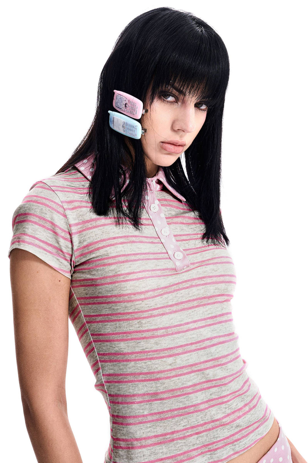 Pink Polka Stripe Polo