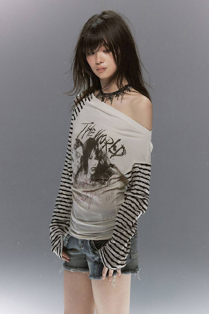 Zebra Sleeve Graphic Top