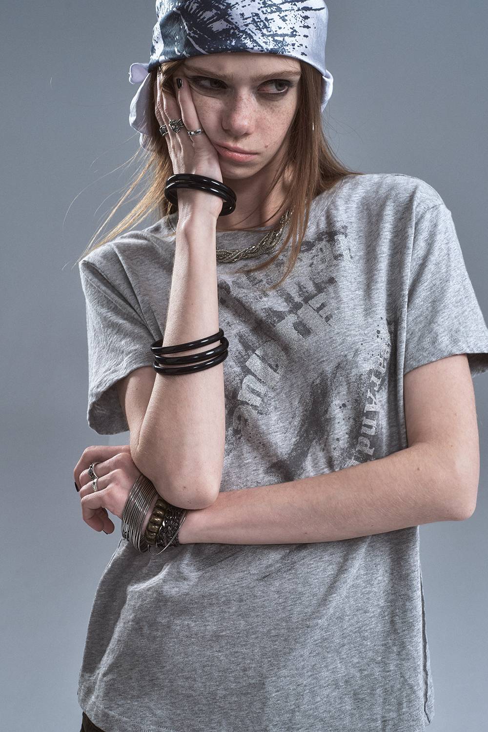 Oversized Distressed Print Tee