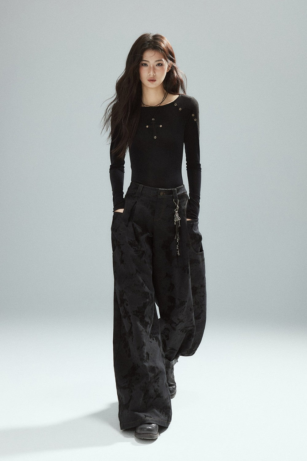 Voss Flocked Wide Jeans