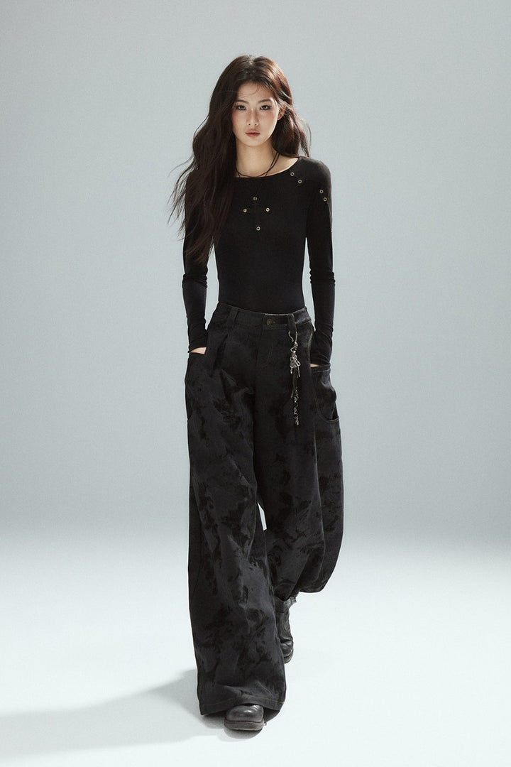 Voss Flocked Wide Jeans