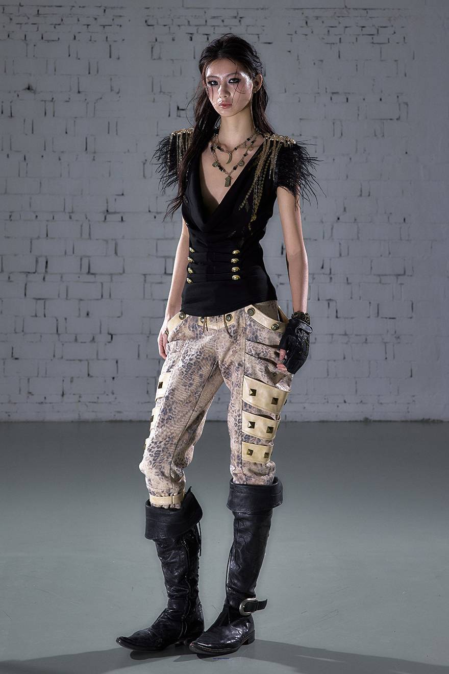 Feather Trim Corset Top