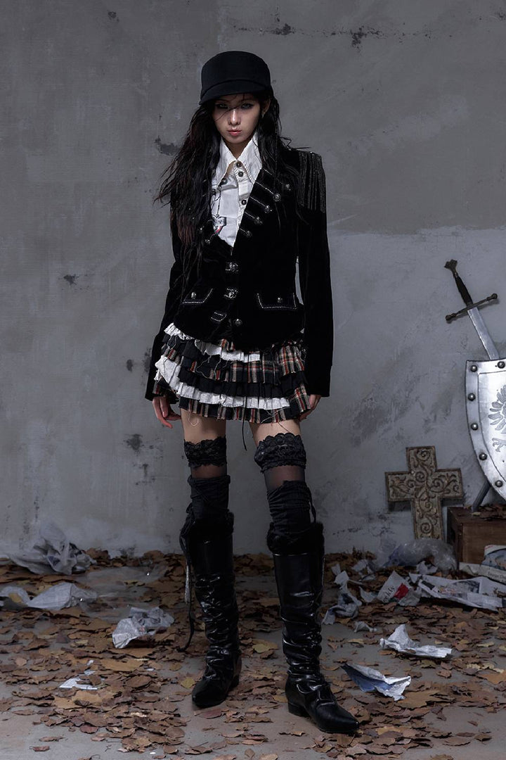 Torn Plaid Mini Skirt