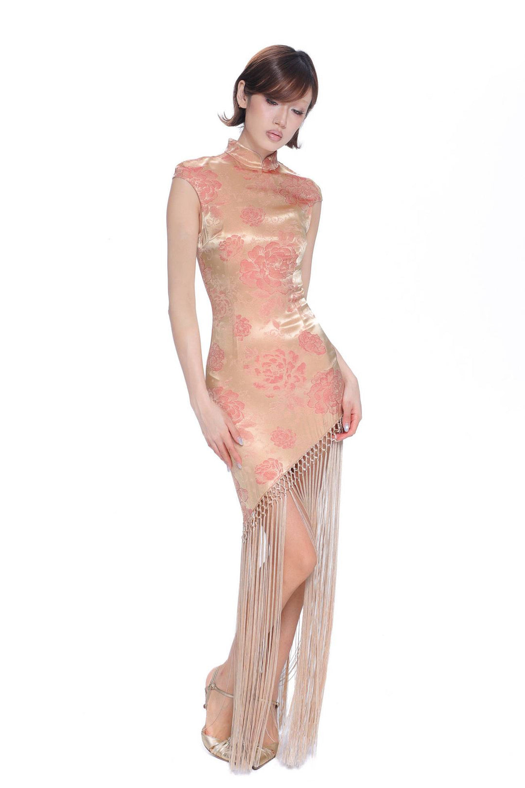 Floral Jacquard Fringe Dress