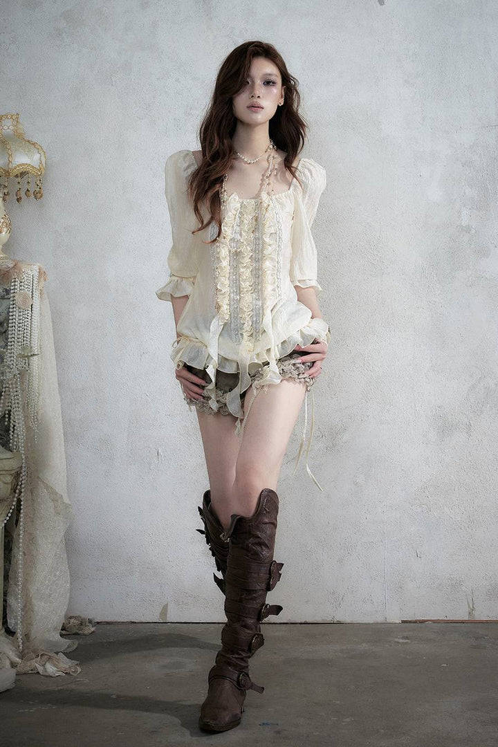 Ruffle Chiffon Tunic