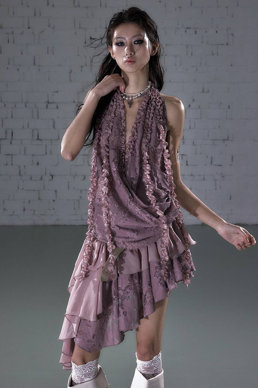 Asymmetrical Lace Drift Dress