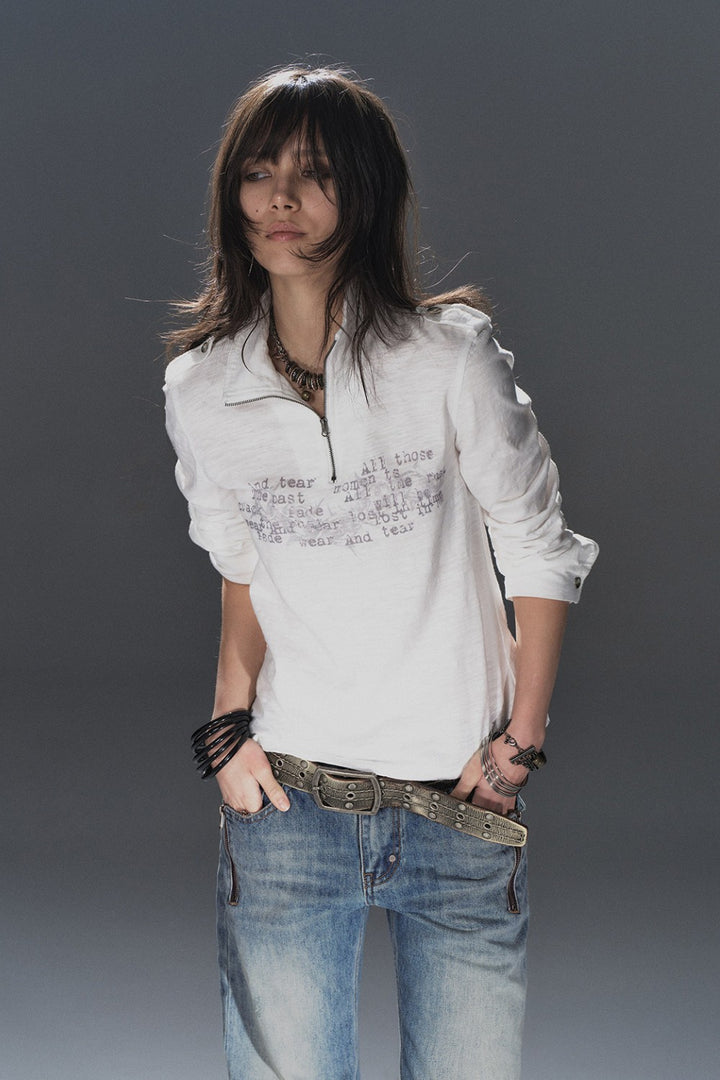 Faded Signal Half-Zip Top