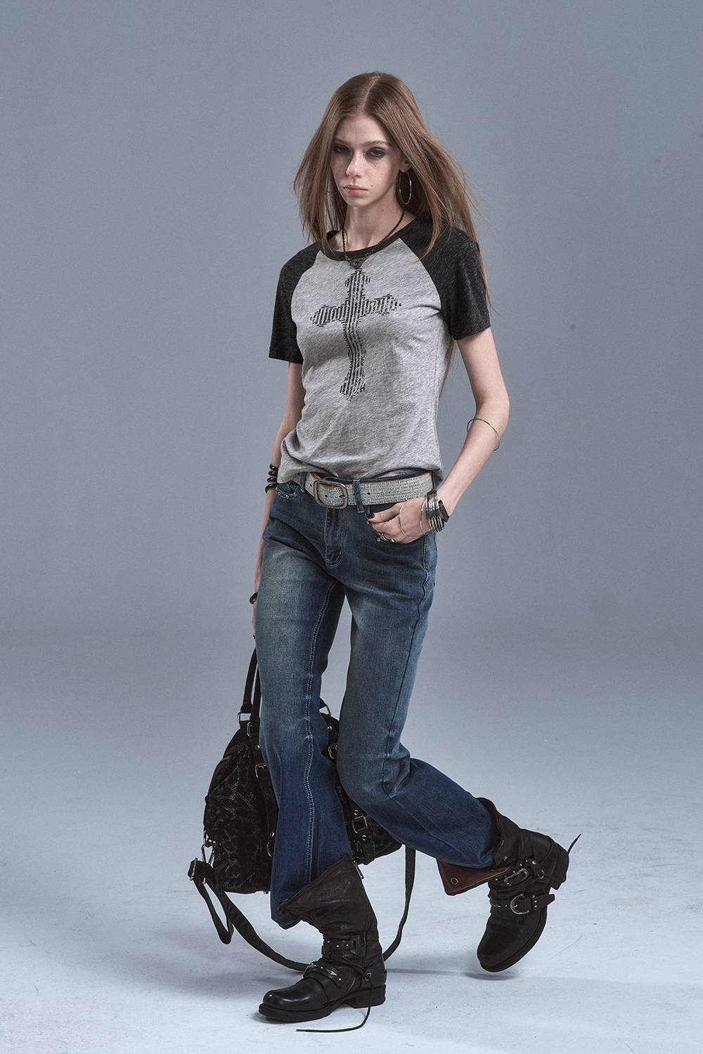 Studded Cross Raglan Tee
